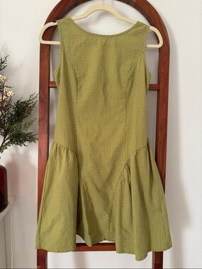 Sleeveless Olive Green Drop-Waist Dress